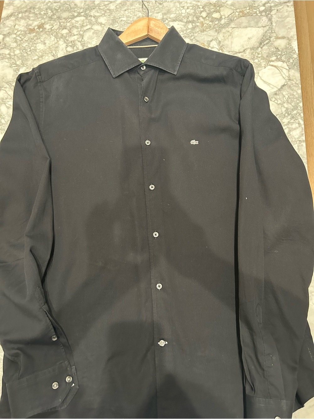 Lacoste Men's Black Dress Shirt with Subtle Logo